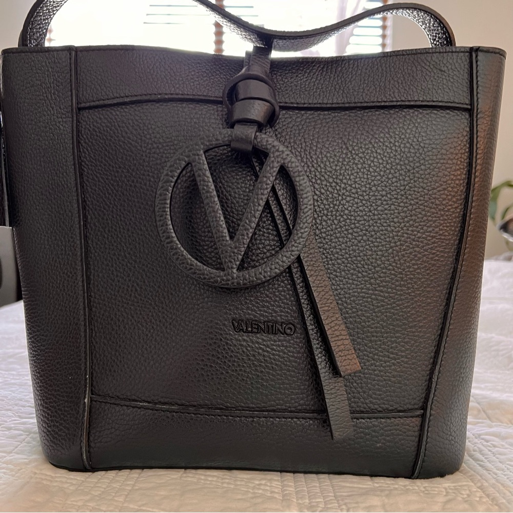 Valentino by Mario Valentino Black Leather Tote Bag